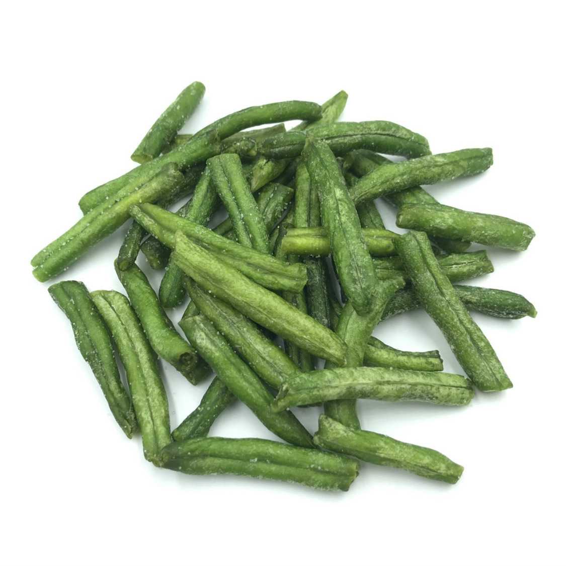 French Beans Chips are a snack made by thinly slicing French beans and then dehydrating them until they achieve a crispy texture. This process retains the green color and distinct flavor of the beans while creating a crunchy and satisfying snack, providing a wholesome and flavorful option for those looking for a tasty and nutritious treat. #CKT Foods #Vacuum Dried Chips #French Beans Chips